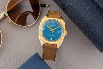 Thumbnail von Glashütte Original Spezimatic Blue Dial vergoldet Automatik Herrenuhr Vintage Klassiker