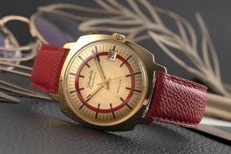 Thumbnail von Glashütte Original Spezimatic Red Circle Dial vergoldet Automatik Herrenuhr Vintage