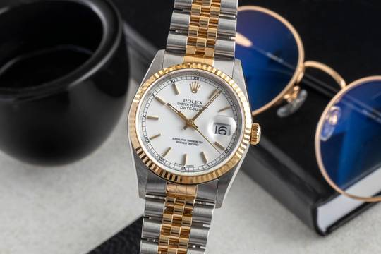 Rolex Datejust 36 White Dial Stahl / Gold Automatik Herrenuhr Ref. 16233 U-Serie