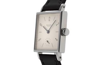 Thumbnail von NOMOS Tetra Glashütte Tetra 27,5 Edelstahl Handaufzug Herrenuhr Ref. 401 Papiere 1996