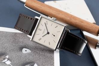Thumbnail von NOMOS Tetra Glashütte Tetra 27,5 Edelstahl Handaufzug Herrenuhr Ref. 401 Papiere 1996