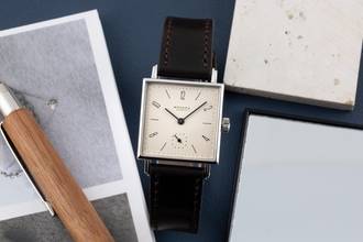 Thumbnail von NOMOS Tetra Glashütte Tetra 27,5 Edelstahl Handaufzug Herrenuhr Ref. 401 Papiere 1996