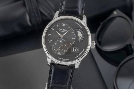 Glashütte Original PanoMaticLunar Stahl Automatik Herrenuhr Ref 1-90-02-43-32-05