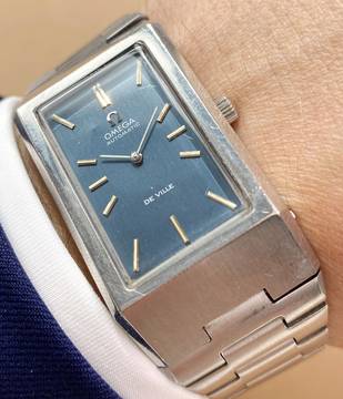  Omega De Ville Tank Blue Linen Dial PAPERS 155007 155007 