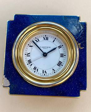  Cartier Table Clock Vintage Table Clock Reisewecker Tischuhr Alarm Blue Lapis 