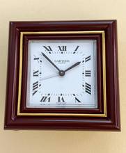 Thumbnail von Cartier Table Clock Vintage Table Clock Reisewecker Tischuhr Alarm Bordeaux Red