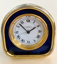 Thumbnail von Cartier Table Clock Vintage Table Clock Reisewecker Tischuhr Alarm Blue Lapis