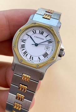  Cartier Santos Serviced Santos Octagon Good Condition 2966 Lady Damen 2966 