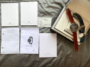 Thumbnail von IWC Portuguese Serviced Portugieser Chronograph Black Dial Box Papers Full Set 371447 371447