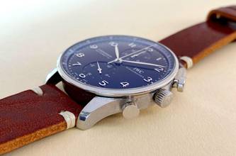 Thumbnail von IWC Portuguese Serviced Portugieser Chronograph Black Dial Box Papers Full Set 371447 371447