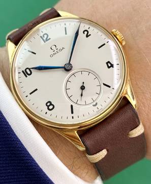  Omega Classic Serviced Oversize Jumbo 36.5mm Vintage Solid Gold 18ct 