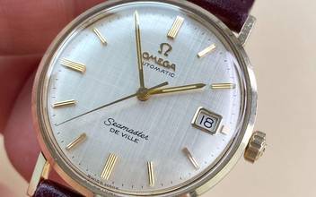 Thumbnail von Omega Seamaster DeVille Serviced Seamaster De Ville Vintage Automatic Automatik Solid Gold 14ct Linen Dial