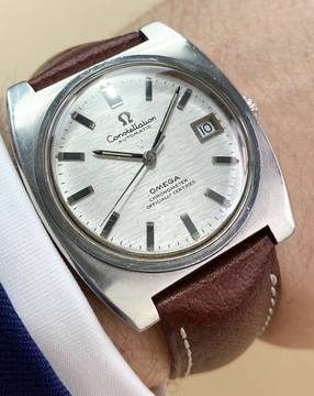 Omega Constellation Vintage Automatic Automatik Structured Dial Tank Case 168042 166056