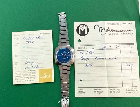 Omega Genève Vintage Automatic Automatik Blue Dial Original Papers 166081 166081