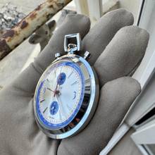 Thumbnail von NIVOR SPAZIAL Taschenuhr Bull Head Chronograph Stahl sehr selten 1970