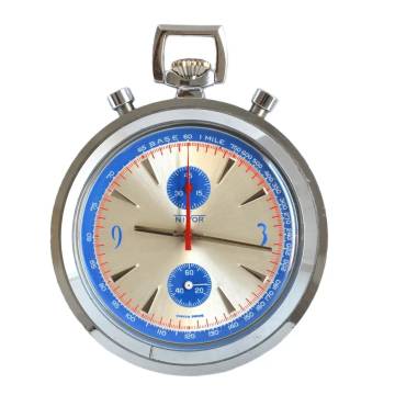 NIVOR SPAZIAL Taschenuhr Bull Head Chronograph Stahl sehr selten 1970