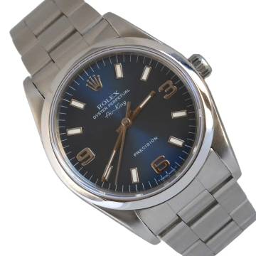 Rolex Air King 14000 Precision 34MM Soleil blue Tritium dial Full Set 1996