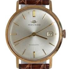Thumbnail von Movado Kingmatic Sub-Sea Datum silbernes Zifferblatt gelb Gold 9KT 1960er Jahre
