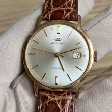 Thumbnail von Movado Kingmatic Sub-Sea Datum silbernes Zifferblatt gelb Gold 9KT 1960er Jahre
