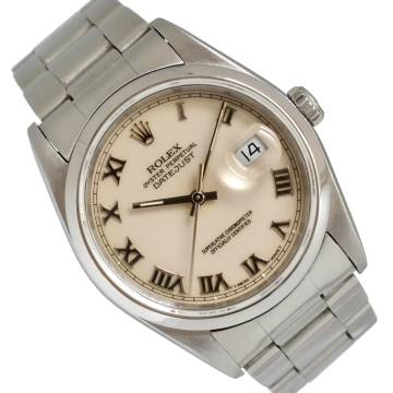 Rolex Datejust 16200 Ivory Roman dial Full Set 1991