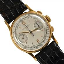 Thumbnail von Patek Philippe Chronograph 130 indelible silver dial yellow gold 18KT 1946's