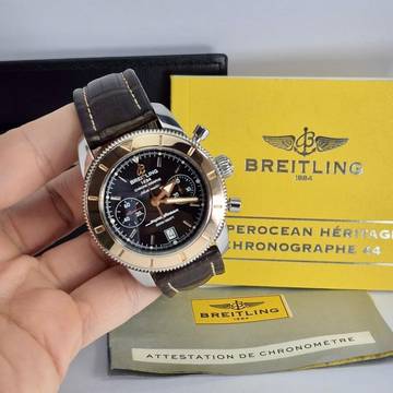 Breitling Superocean Heritage Chronograph Ouro Rosé & Aço 44mm Automático Completo 