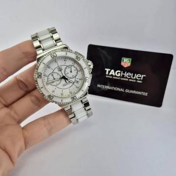  TAG Heuer Formula 1 Lady White Ceramic & Diamonds 41mm Quartz Completo 