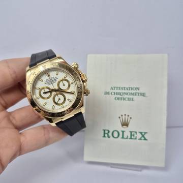 Rolex Daytona Yellow Gold 40mm Rubber B Strap Automático Completo