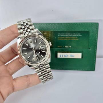 Rolex Datejust 41mm Ouro Branco & Aço Grey Jubilee Automático Completo