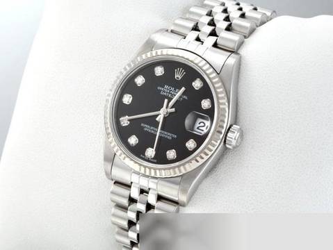  Rolex Datejust 31mm Stahl Weissgold 750 Diamanten 1996 Automatik Gold Stainless Steel 18kt White Gold Jubilé-band Chronometer Oyster Black Dial 
