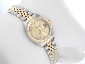 Thumbnail von Rolex Lady-Datejust Edelstahl Gelbgold 750 1999 Diamanten Automatik Gold