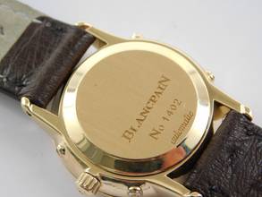 Thumbnail von Blancpain Villeret Lady 18 Kt Gelbgold Villeret Vollkalender Mondphase wie Neu 26mm deutsche Anzeige Wochentag und Monat Traumuhr