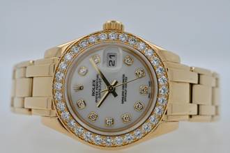 Thumbnail von Rolex Lady-Datejust Oyster Pearlmaster 18k Factory Diamond Dial Bezel 80298 29mm LC100 Full Set