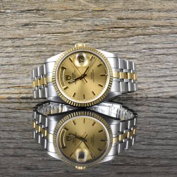  Tudor Prince Date Day 76213 Gold Dial - unpoliert - 36MM - Stahl Gold - Automatik 