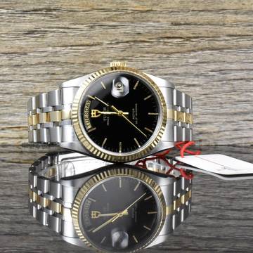 Tudor Prince Date Day 76213 Black Dial - Stahl Gold - 36mm - Automatik