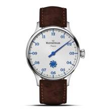 Thumbnail von Meistersinger Pangaea Dekosekunde silber/blau Herrenuhr Automatik mit Lederband PDS901B