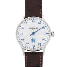 Thumbnail von Meistersinger Pangaea Dekosekunde silber/blau Herrenuhr Automatik mit Lederband PDS901B
