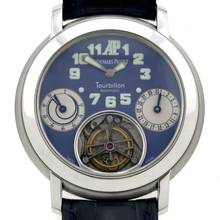 Thumbnail von Audemars Piguet Jules Audemars Tourbillon Platin Rückseite Aufziehknopf blauer Zifferblatt sehr selten