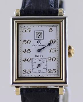 Chronoswiss Hora 18K Gold Jumping Hour rectangular silver Dial Dresswatch Limited B+P