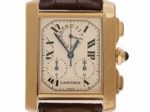  Cartier Tank Française Ref.1830 Bj.2005 Box&Beschreibung wie Neu Vintage Tank Francaise Chronograph 18kt Gelbgold Leder Faltschließe 