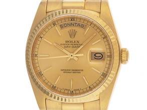  Rolex Day-Date Ref.18038 Bj.1978 Box&Beschreibung sehr gut Vintage Day-Date open 6/9 18kt Gelbgold 127g 