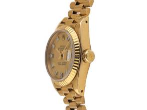 Thumbnail von Rolex Lady-Datejust Ref.69178 Bj.1983 Box&Beschreibung Original Vintage Unpoliert Datejust Lady 18kt Gelbgold Diamanten open 6/9 Präsident Armband