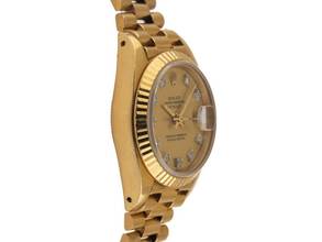 Thumbnail von Rolex Lady-Datejust Ref.69178 Bj.1983 Box&Beschreibung Original Vintage Unpoliert Datejust Lady 18kt Gelbgold Diamanten open 6/9 Präsident Armband