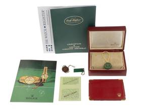 Thumbnail von Rolex Lady-Datejust Ref.69178 Bj.1983 Box&Beschreibung Original Vintage Unpoliert Datejust Lady 18kt Gelbgold Diamanten open 6/9 Präsident Armband
