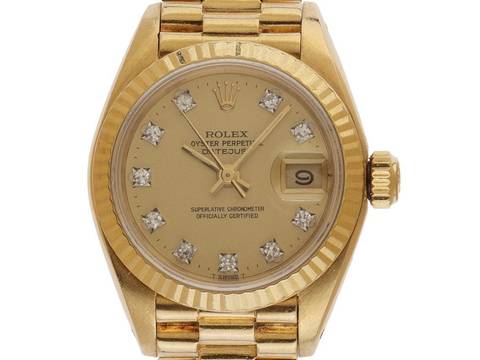  Rolex Lady-Datejust Ref.69178 Bj.1983 Box&Beschreibung Original Vintage Unpoliert Datejust Lady 18kt Gelbgold Diamanten open 6/9 Präsident Armband 
