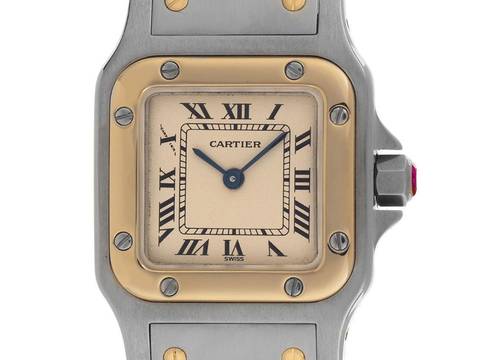  Cartier Santos Galbee Lady PM kleines Modell Ref.1057930 Bj.1992 Full Set sehr gut Vintage Santos Galbee Lady PM kleines Modell 