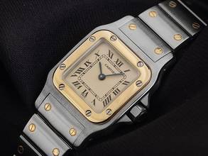 Thumbnail von Cartier Santos Galbee Lady PM kleines Modell Ref.1057930 Bj.1992 Full Set sehr gut Vintage Santos Galbee Lady PM kleines Modell