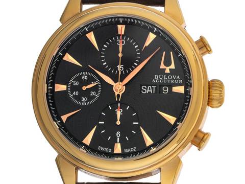  Bulova Accutron Gemini C969844 Bj.2000 Full Set original Vintage Unpoliert Accutron Gemini Chronograph Krokoleder Faltschließe 