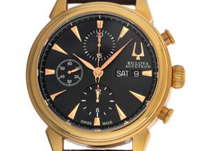 Thumbnail von Bulova Accutron Gemini C969844 Bj.2000 Full Set original Vintage Unpoliert Accutron Gemini Chronograph Krokoleder Faltschließe
