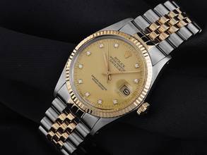 Thumbnail von Rolex Datejust Diamanten Ref.16013 Bj.1980 Full Set sehr gut Vintage Datejust Diamanten open 6/9 Stahl 18kt Gelbgold Jubilé Armband